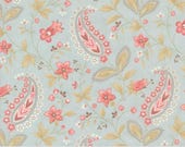 Moda Fabric - Muse by 3 Sisters for Moda - Fabric 44393 12 - 1/2 yard - Cotton Fabric 44" wide  - light blue with paisleys and pink flowers