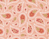 Moda Fabric - Joyful Joyful by Stacy Iest Hsu for  Moda - 100% cotton fabric - 1/2 yard - 20804 19 peach with red, paisleys - 1/2 yard