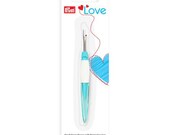 Prym Seam Ripper - Turquoise and white Handle - Sharp Point - Cuts unwanted threads - with a cap - Ergonomic soft handle grip - Seam ripper