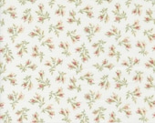 Moda Fabric - Muse by 3 Sisters for Moda - Fabric 44396 11 - 1/2 yard - Cotton Fabric 44" wide  - off white with leaves & pink flowers