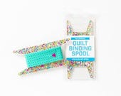 The Original Quilt Binding Spool byStitch Supply Co - Fast and Easy Way to store Binding for a Quilt - Teal Aqua Gold Glitter - 5.75" x 2.5"