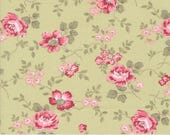 Moda Fabric - A Very Sweet Christmas -  by Bunny Hill Designs for Moda - green with pink and red medium floral print - 3060 17 - 1/2 yard