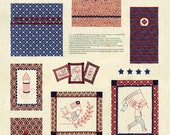 Moda Fabric - My Country by Kathy Schmitz for Moda - 7041 11 - 24"X44" - 100% cotton- Quilt panel ivory background Petite pillows embroidery