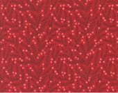 Moda Fabric - Berry and Pine - by Lella Boutique - 1/2 yard - 5243 14 -  red background with pine branches and berries - Cotton fabric