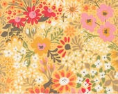Moda Fabric - Sunday Brunch by Basic Grey - yellow with multicolor flowers - 1/2 yard - 30750 16 - yellow floral print design - Cotton