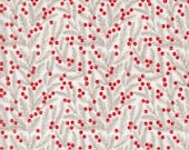 Moda Fabric - Berry and Pine - by Lella Boutique - 1/2 yard - 5243 11 -  off white background with pine branches and berries - Cotton fabric