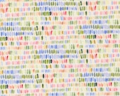 Moda Fabric - Sweet Cecily -  by Janet Clare - 1/2 yard - 24647 11 - white with pink, blue, green, yellow brush marks - cotton fabric