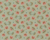 Moda Fabric - Collections Unity by Howard Marcus for Moda - 1/2 yard - 46263 12 - green with pink flowers & green leaves-Cotton fabric Moda
