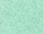 Moda Fabric - Sherbet Sunshine Flannel by Corey Yoder - 1/2 yard - 29223 25F Sea glass - light aqua with teal flowers - Cotton Flannel