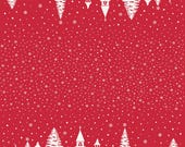 Moda Fabric - Buon Natale by Fig Tree & Co. for Moda - 35407 14-  100% cotton fabric - 1/2 yard - red with  white village border