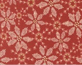 Moda Fabric - Old World Yuletide - Fancy That Design House - 45624 18M - 1/2 yard - turkey red with ivory snowflake design - Cotton