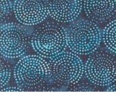 Moda Fabric - Echo Batiks - by Moda - Batik Cotton - 4369 31 - midnight blue with turquoise and aqua colored dot circles - 1/2 yard - Echo