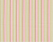 Moda Fabric - A Very Sweet Christmas -  by Bunny Hill Designs for Moda - green and pink stripes - 3066 13 - 1/2 yard - Green striped fabric