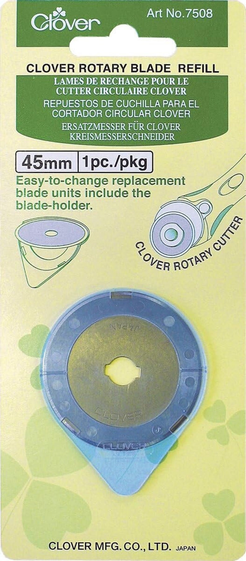 Clover Rotary Blades 45mm replacement blade for the Clover Rotary Cutter that is 45mm Very sharp Caution 1 count safety cover image 1