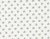 Sweet Liberty - Brenda Riddle for Moda - 18753 11 - 1/2 Yard - white background floral print with blue and green - 100% cotton fabric