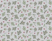 Riley Blake Fabric - Mistletoe and Holly - by Beverly McCullough - C16403 Silver - gray with red berries and green foliage - 1/2 yard