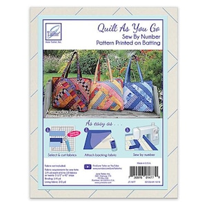 Bolsa de mano Alexandra Quilt as You Go - June Tailor - Coser por número - Patrón impreso en guata de 38 x 35 x 10 cm (tela no incluida)