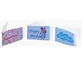 Tag It Ons -  Celebrations/Birthday/sweet dreams- 12 tags per packet. 1-1/8" x 5/8" - Little tags that can be attached to your quilts