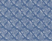 Moda Fabric - Larking -  by Janet Clare - 1/2 yard - 24633 15 - Larking Fran cobalt - blue with white floral design - cotton fabric by Moda