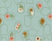 Moda Fabric - Foraged, Found and Hand Me Down - Fancy That Design House by Stephanie Silwinski - aqua w frames & florals - 45631 23-1/2 yard