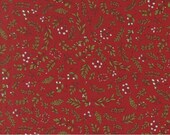 Moda Fabric - Emmitt and Ivy by Sweetwater for Moda - cotton fabric - 1/2 yard - 55695 12 - red with green and white floral design -1/2 yard