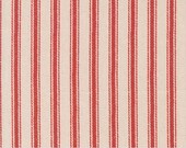 Moda Fabric Cotton Canvas - Farm and Garden - by Cathe Holden for Moda - 1/2 yard - 7483 14CV-  Red and off white ticking canvas lightweight