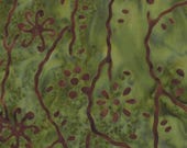 Batik - Moda Over the Rainbow by Laundry Basket Quilts - 41014 46 - cotton - Rich green and Brown, flower and stem print - 44"x34"