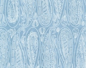 Moda Fabric - Serena Shores by Robin Pickens - 48772 16 - lt. blue background with large lined up off white paisleys - 1/2 yard