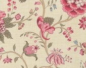 Moda Fabric - Antoinette -  by French General - Pearl Roche floral print with pink and green - 13951 11 - 1/2 yard - Moda Fabric