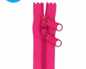 By Annie Double-Slide 40" Handbag Zipper - Nylon Coil - Great for bags and carriers - Color Lipstick (hot pink) - 40" handbag zipper