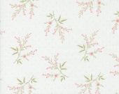 Moda Fabric - Muse by 3 Sisters for Moda - Fabric 44395 11 - 1/2 yard - Cotton Fabric 44" wide  - off white with  & pink flower sprigs
