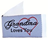 Tag It Ons -  Grandma Loves You - 12 tags per packet. 1-1/8" x 5/8" - Little tags that can be attached to your quilts or crafts