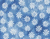 Moda Fabric - Sunshine and Blue Skies 39828 12 - Create Joy Project by Laura Muir - 1/2 yard - blue background w white daisies - Cotton