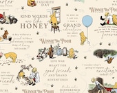 Winnie the Pooh Fabric by Echo Park Paper Co for RBD - C17000 Cream - 1/2 yard - Cream with characters and sayings