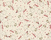 Moda Fabric - Emmitt and Ivy by Sweetwater for Moda - cotton fabric - 1/2 yard - 55691 11 - ivory with snowmen and words - 1/2 yard