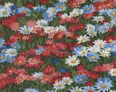 Moda Fabric - Wildflowers 2024 by Moda Fabrics - 33773 11 - 1/2 yard - 100% cotton - quilting fabric-midnight with red, blue, white flowers