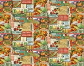 Moda Fabric - Farm and Garden - by Cathe Holden for Moda - Panel - 7470 11 -  Fruit and Vegetable collage - various colors- Cotton - 1 yard