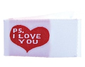 Tag It Ons -  PS I Love You - 12 tags per packet. 1-1/8" x 5/8" - Little tags that can be attached to your quilts and crafts -