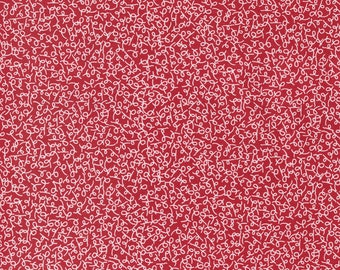Moda Fabric - Flirt by Sweetwater - white squiggles on red - 1/2 yard - 55572 - 12 - red with white print - Cotton Fabric