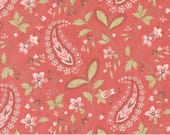 Moda Fabric - Muse by 3 Sisters for Moda - Fabric 44393 13 - 1/2 yard - Cotton Fabric 44" wide  - coral with paisleys and pink flowers