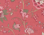 Moda Fabric - Antoinette -  by French General - Faded red background floral print with pink, green, ivory - 13951 15 - 1/2 yard - Moda