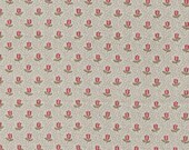 Moda Fabric - Antoinette -  by French General - Smoke background with faded red small flowers  - 13955 13- 1/2 yard - Moda