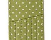 Needle CarryCard - vinyl needle case - holds up to 2 3/4" long sewing needles - size of a credit card - green with white polka dots