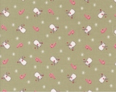 Moda Fabric - A Very Sweet Christmas -  by Bunny Hill Designs for Moda - light green with penguins  and candy canes - 3062 18 - 1/2 yard