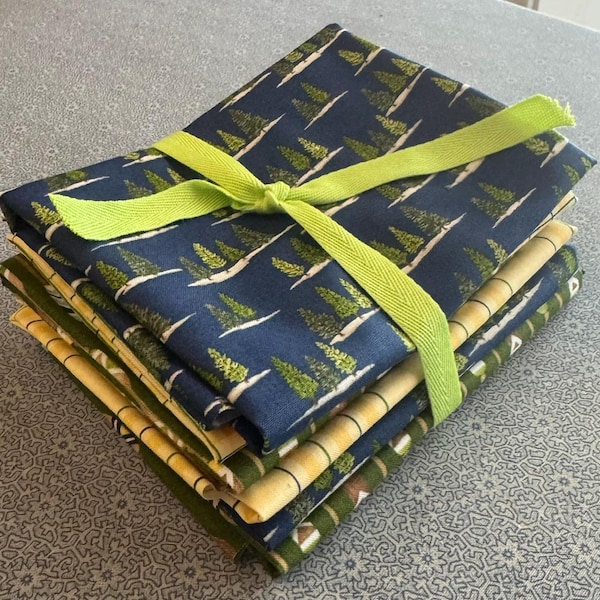 Moda Fabric - On Lake Time- by Deb Strain -  Fat quarter bundle - 6 fat quarters - 2 each of 3 prints - lake scenes, plaids, blues, greens
