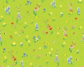 Riley Blake Fabric - 100 Aker Woods by Jill Howarth - C15172 lime - 1/2 yard - 44" wide - lime green with flowers - Pooh Bear