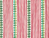 Moda Fabric - Winterly by Robin Pickens - 48763 11 - Cotton - white background with red stripes and green triangles - Winterly - 1/2 yard