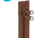 By Annie Double-Slide 30" Handbag Zipper - Nylon Coil - Great for bags and carriers - Color seal brown - 30" handbag zipper