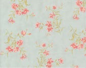 Moda Fabric - Muse by 3 Sisters for Moda - Fabric 44394 12 - 1/2 yard - Cotton Fabric 44" wide  - aqua with coral and pink small flower