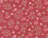 Moda Fabric - A Very Sweet Christmas -  by Bunny Hill Designs for Moda - red pink flowers green leaves - 3061 13 - 1/2 yard - red pink green